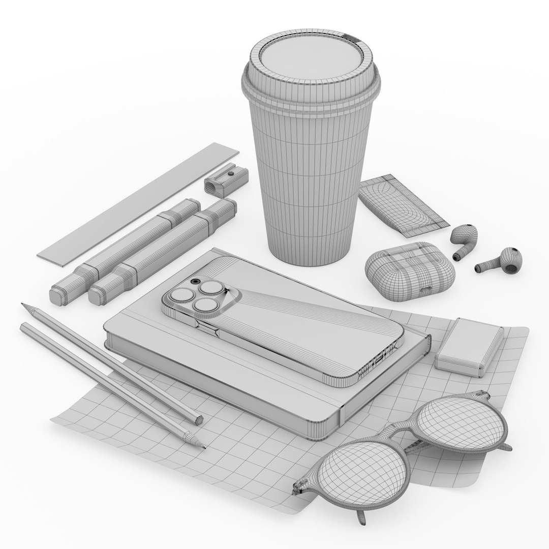 iPhone and SketchBook 3D Model – Modern Interior Decoration Set, FBX - View 5