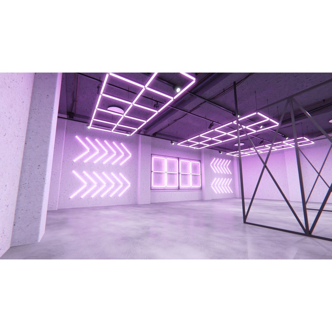 Neon Urban Room 2 3D Model – Modern Interior with Textures, FBX - View 10