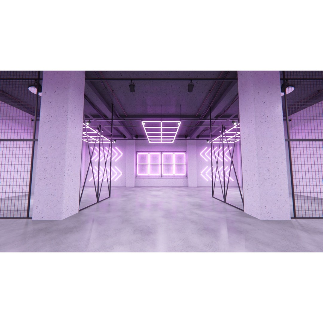 Neon Urban Room 2 3D Model – Modern Interior with Textures, FBX - View 4