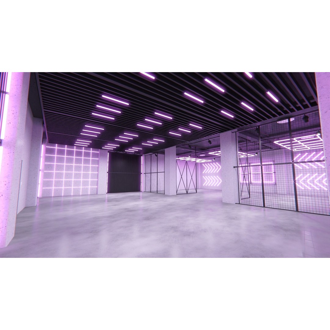 Neon Urban Room 2 3D Model – Modern Interior with Textures, FBX - View 8