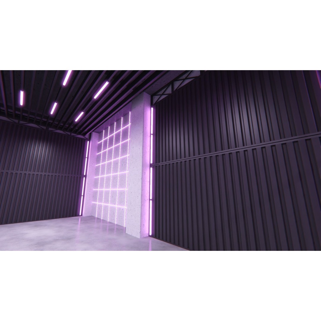 Neon Urban Room 2 3D Model – Modern Interior with Textures, FBX - View 9