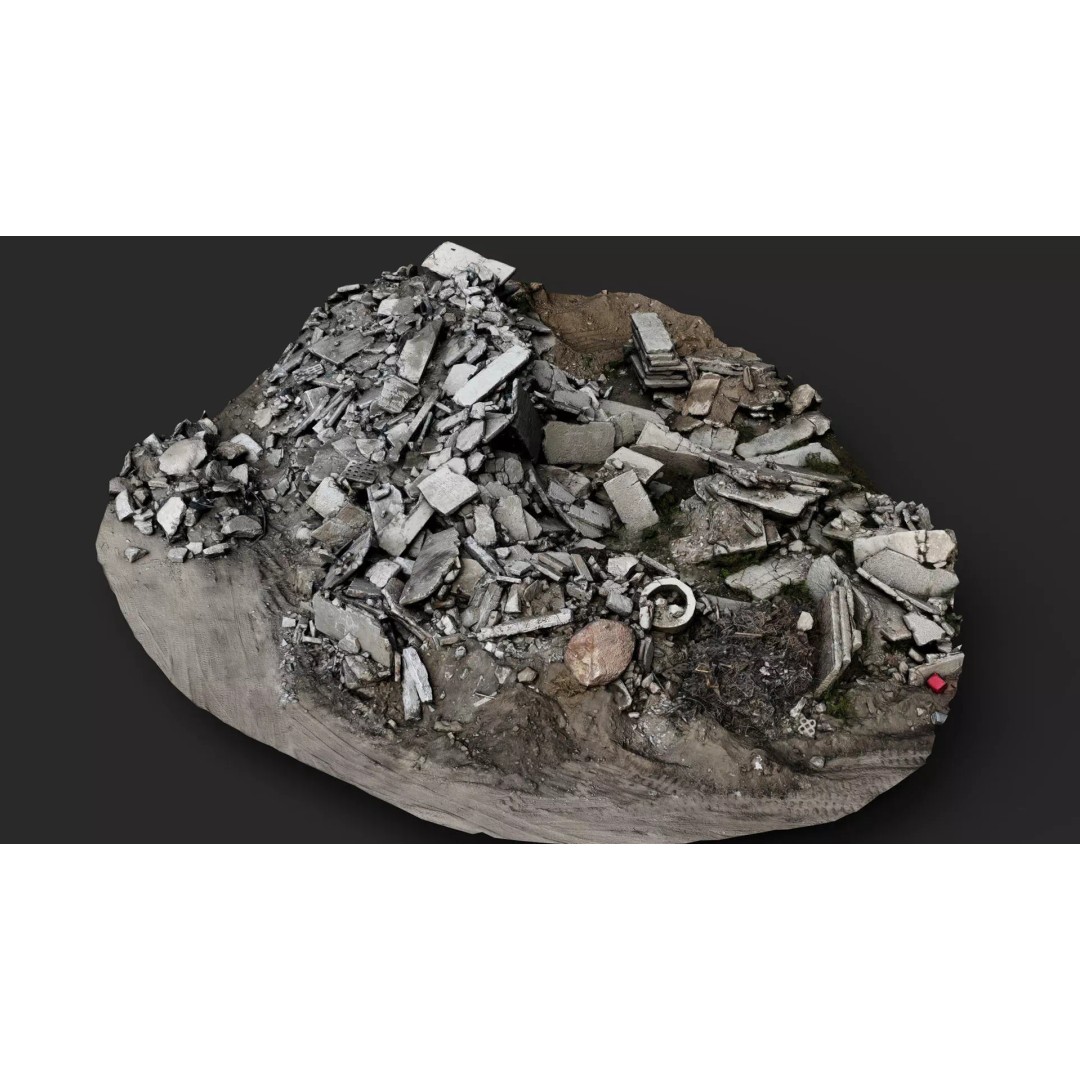 Destroyed House Ruins 3D Model – Low Poly Photogrammetry Asset, OBJ - View 2