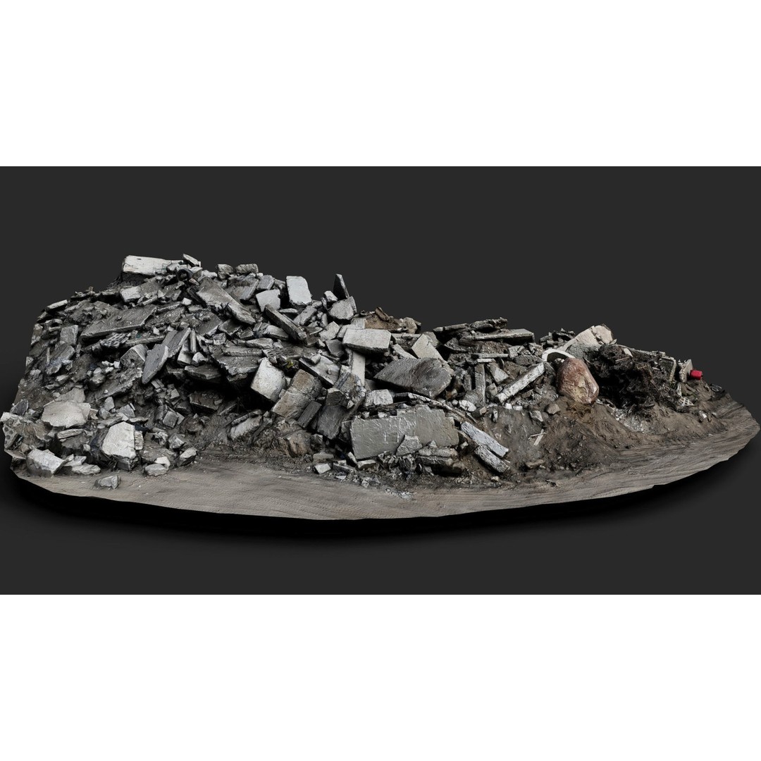 Destroyed House Ruins 3D Model – Low Poly Photogrammetry Asset, OBJ - View 3
