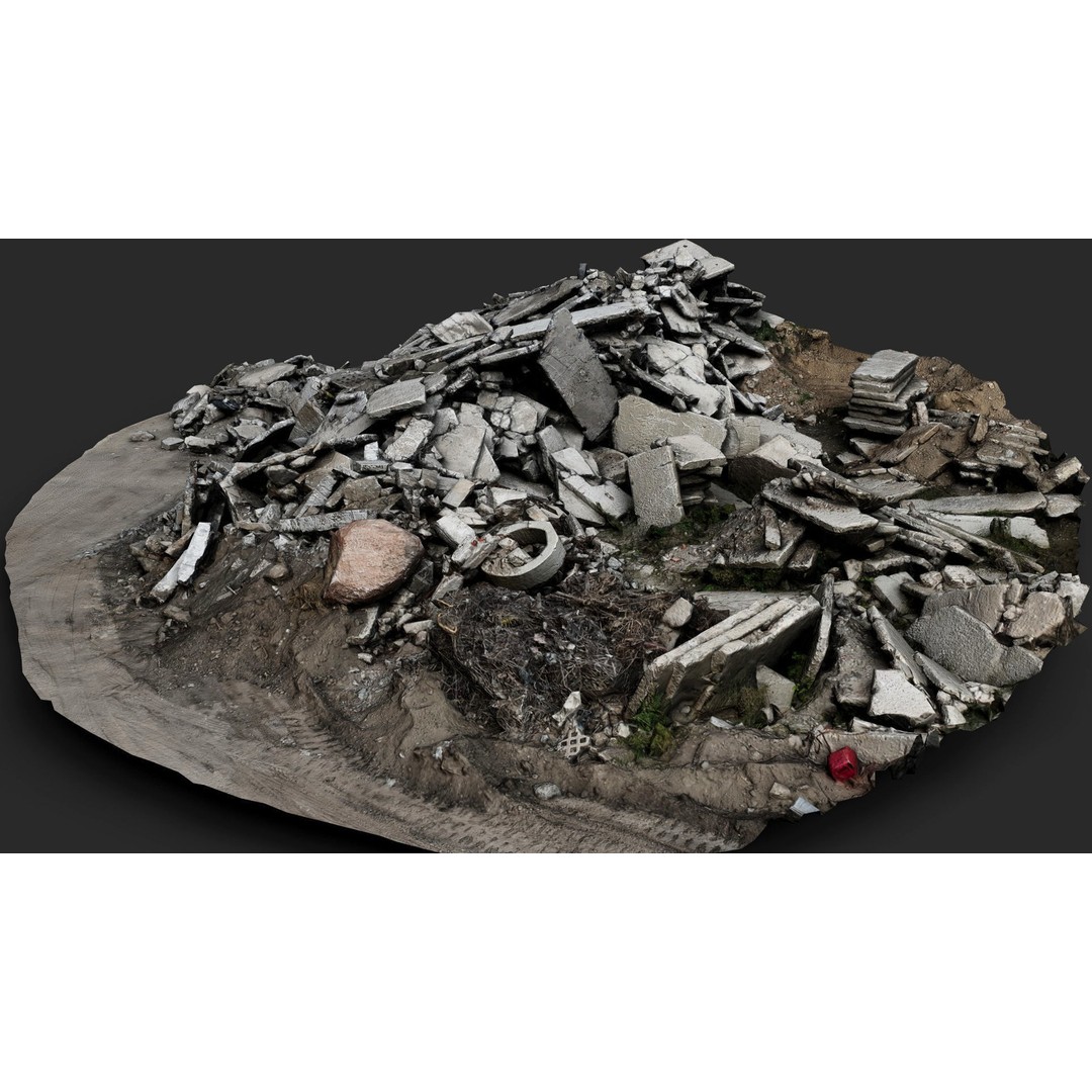 Destroyed House Ruins 3D Model – Low Poly Photogrammetry Asset, OBJ - View 4