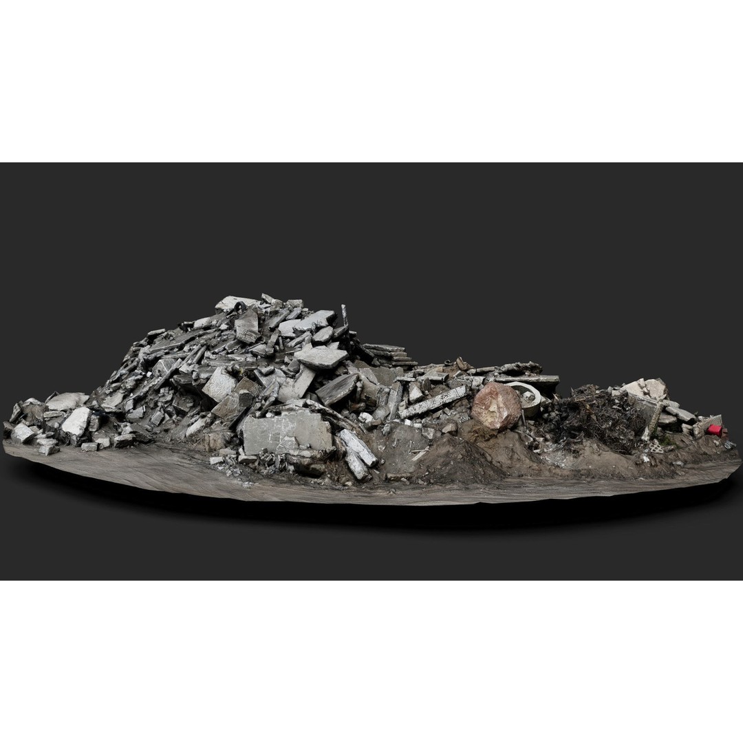 Destroyed House Ruins 3D Model – Low Poly Photogrammetry Asset, OBJ - View 6