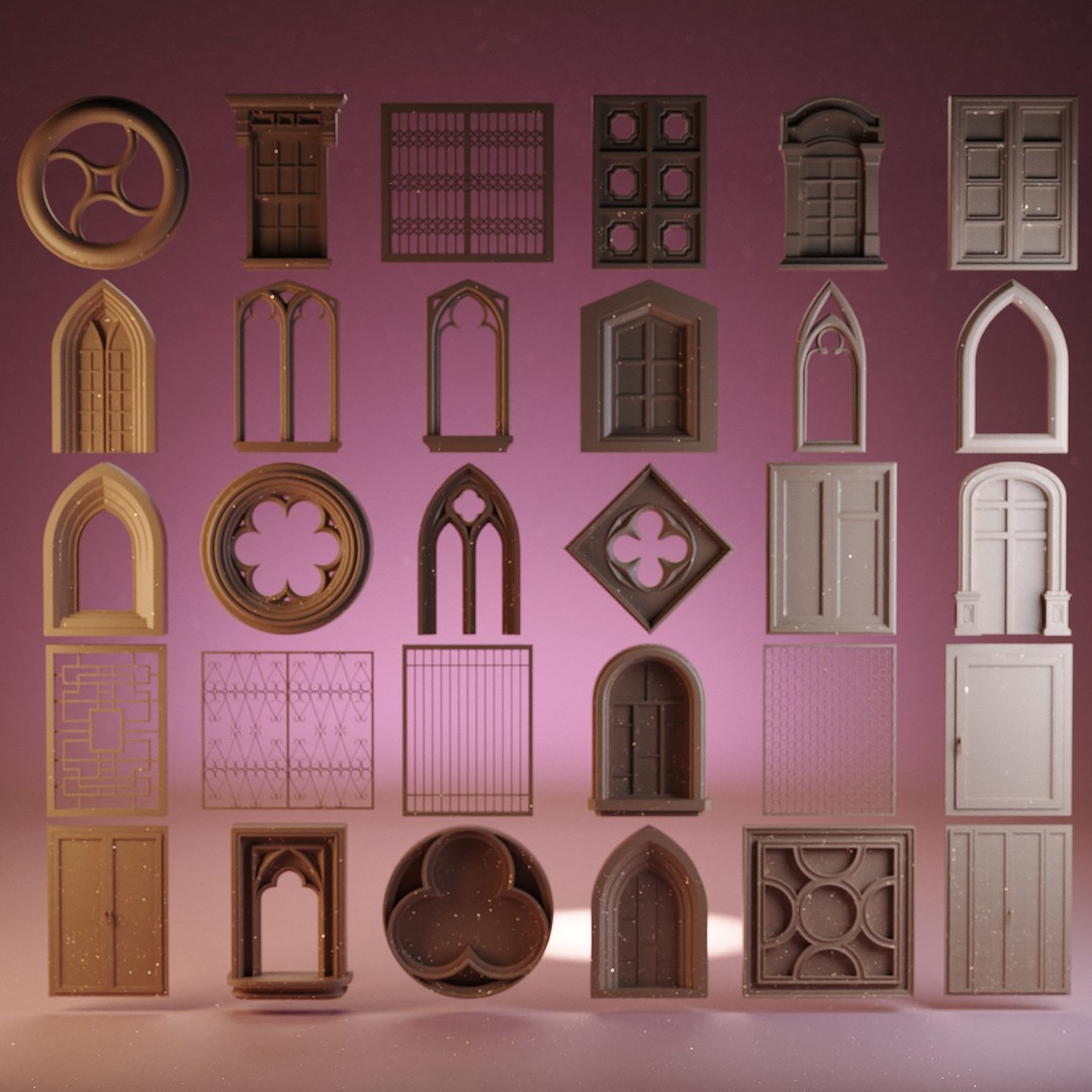 30 Windows 3D Model – Low Poly Architectural Asset, FBX, OBJ, Blender