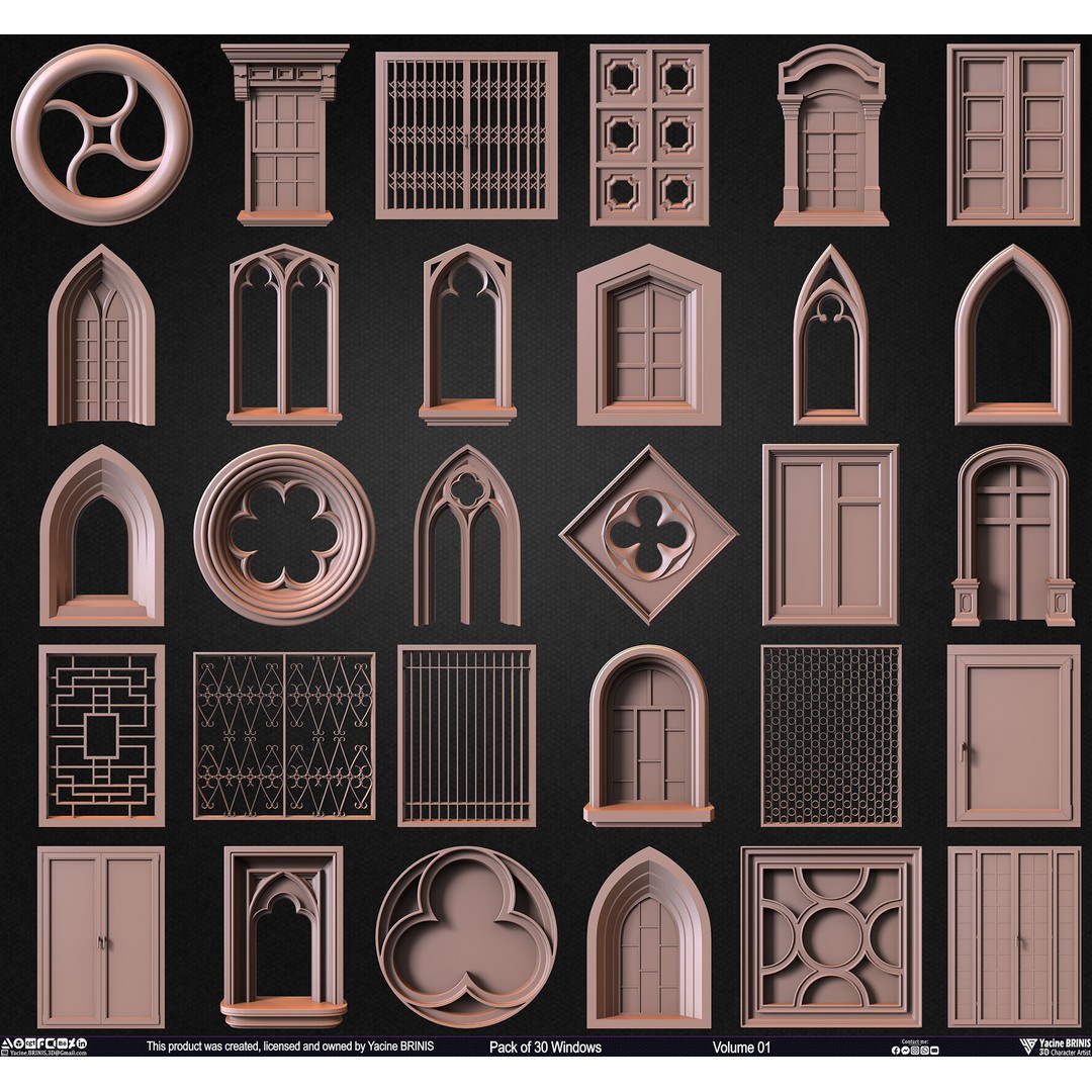 30 Windows 3D Model – Low Poly Architectural Asset, FBX, OBJ, Blender - View 4