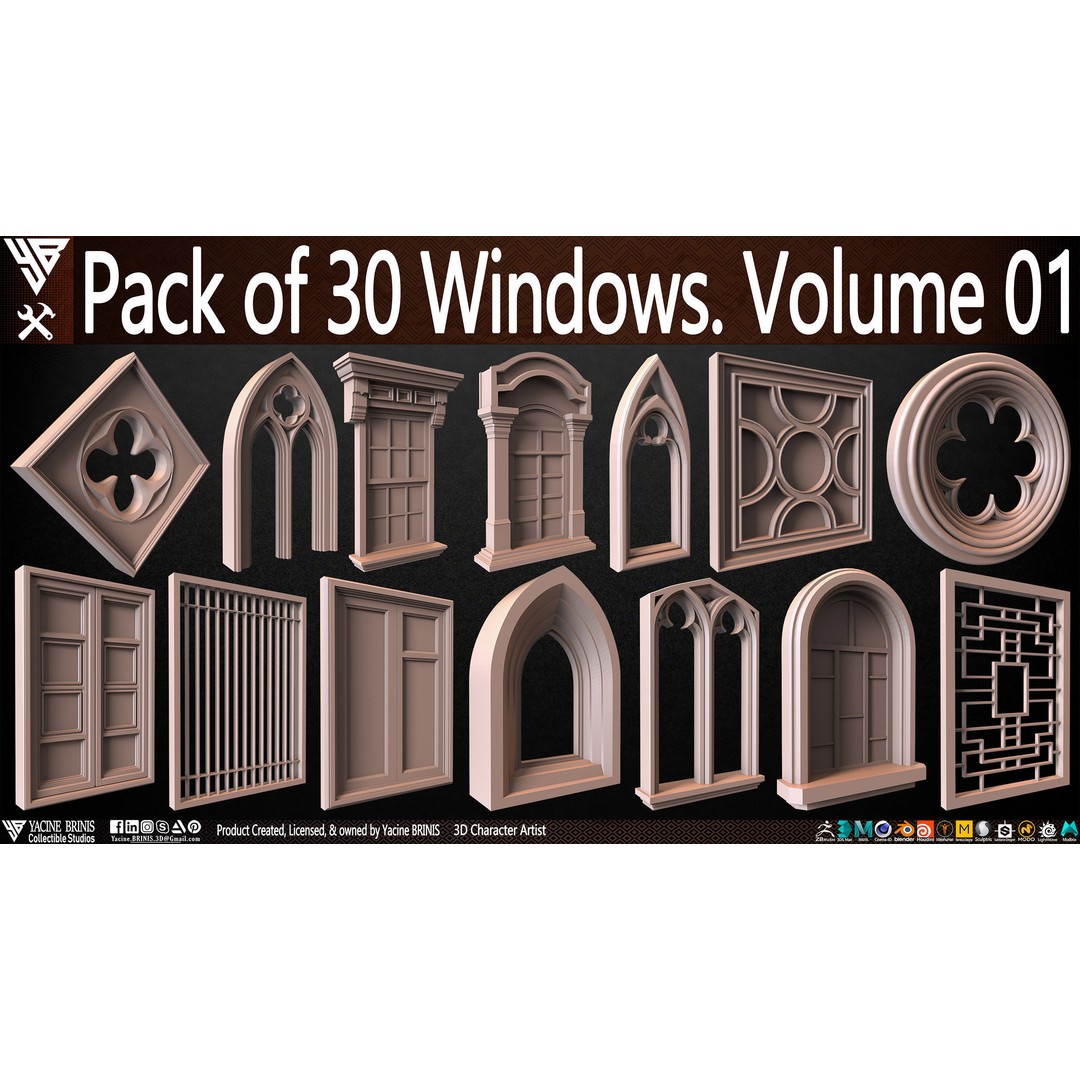 30 Windows 3D Model – Low Poly Architectural Asset, FBX, OBJ, Blender - View 87