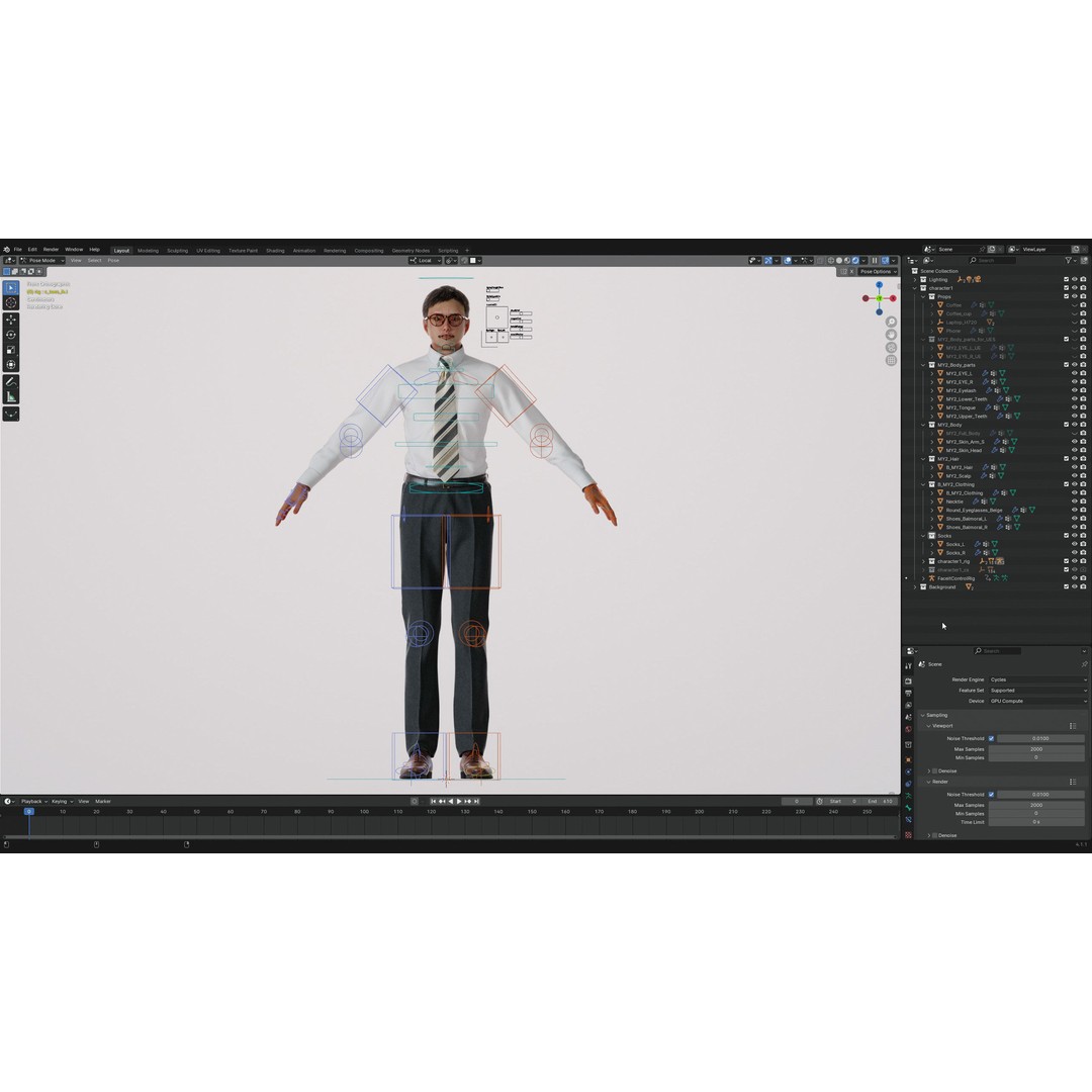 Modular Asian Business Man 3D Model – Low Poly Rigged Character for ArchViz - View 12