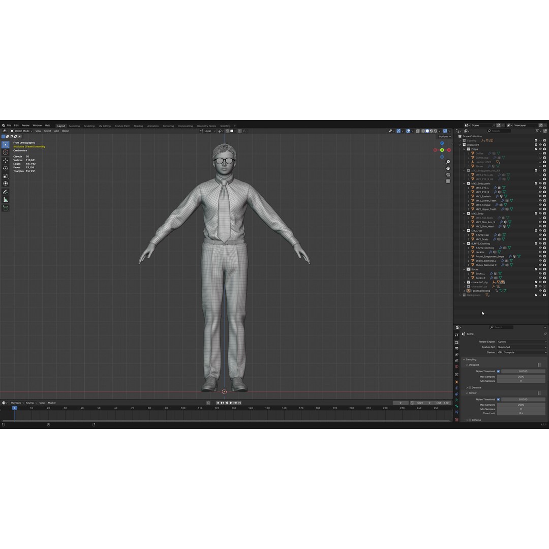 Modular Asian Business Man 3D Model – Low Poly Rigged Character for ArchViz - View 13