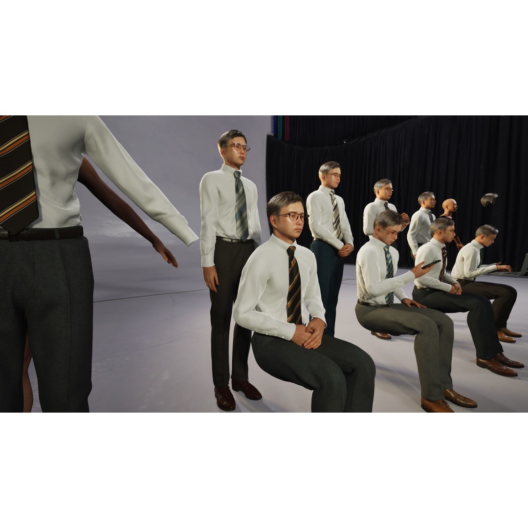 Modular Asian Business Man 3D Model – Low Poly Rigged Character for ArchViz - View 5