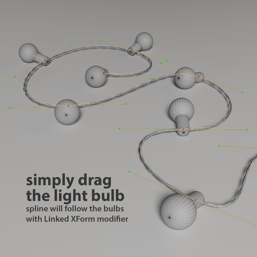 Editable Garland Lights 3D Model – PBR Indoor/Outdoor Decor, FBX - View 4