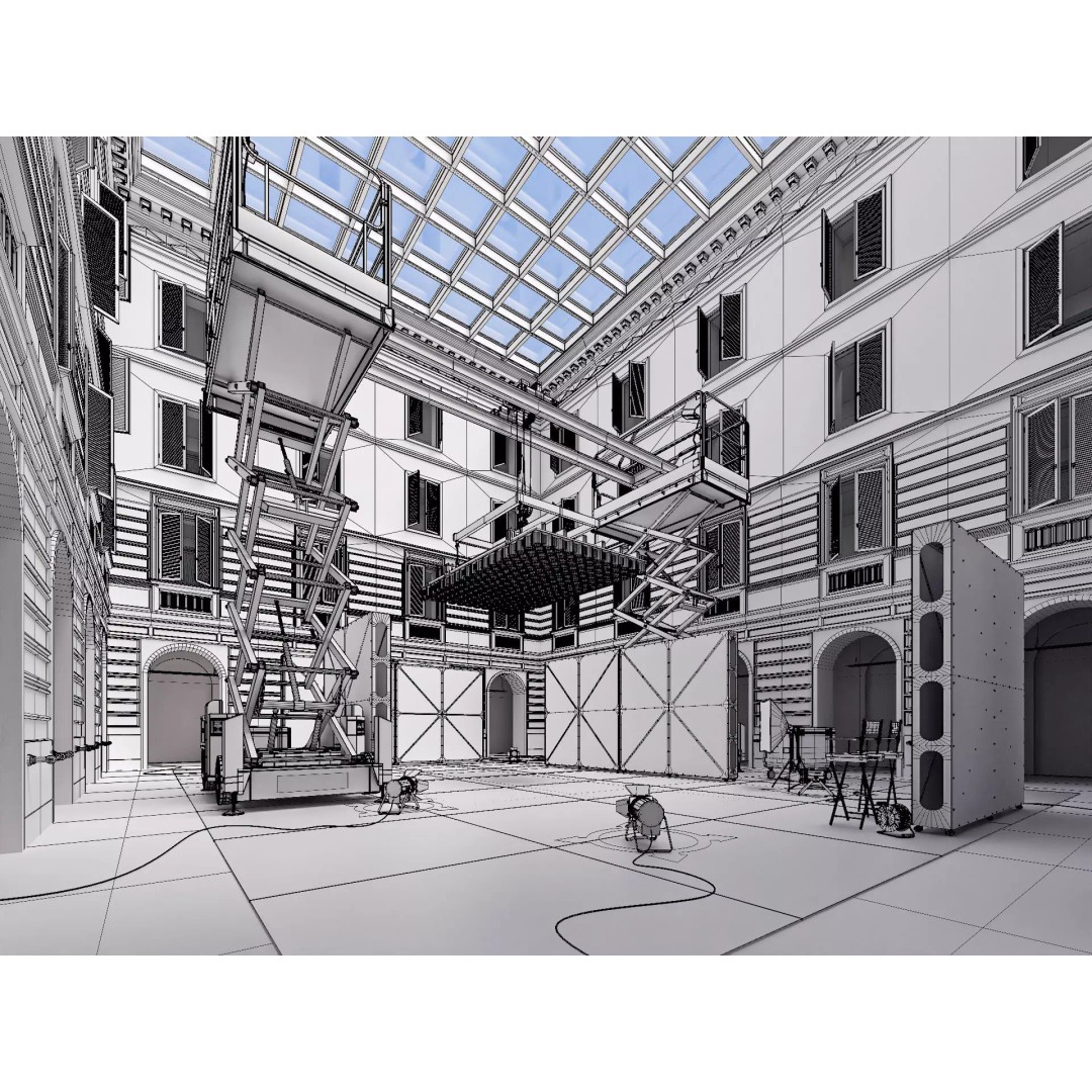Classical Atrium Interior 3D Model – Multi-Functional Stage, Blender - View 5