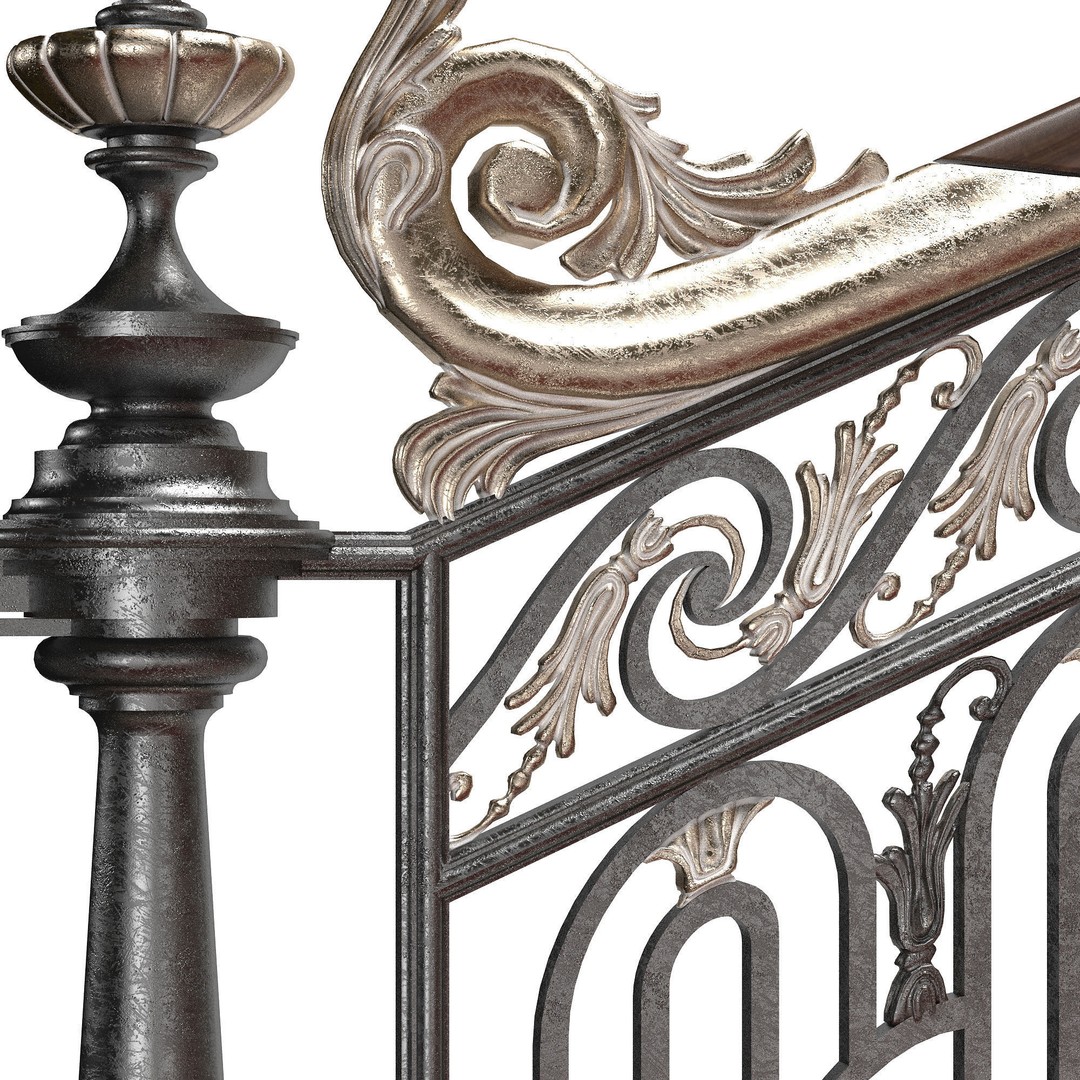 Ornate Staircase 3D Model – Classical Rococo Design, FBX, OBJ - View 3