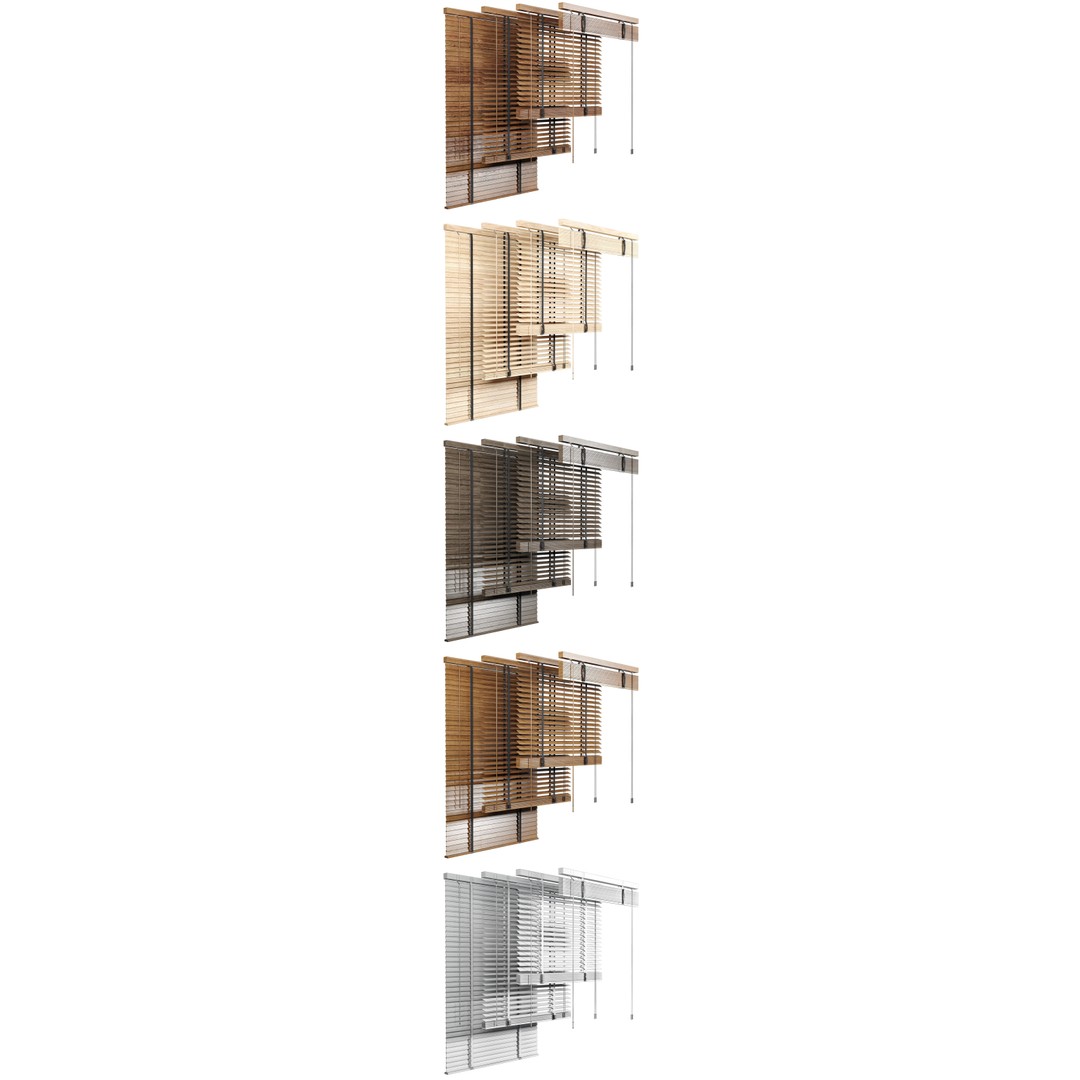 Wooden Blind 3D Model – Architectural Wood Window Covering, OBJ, FBX