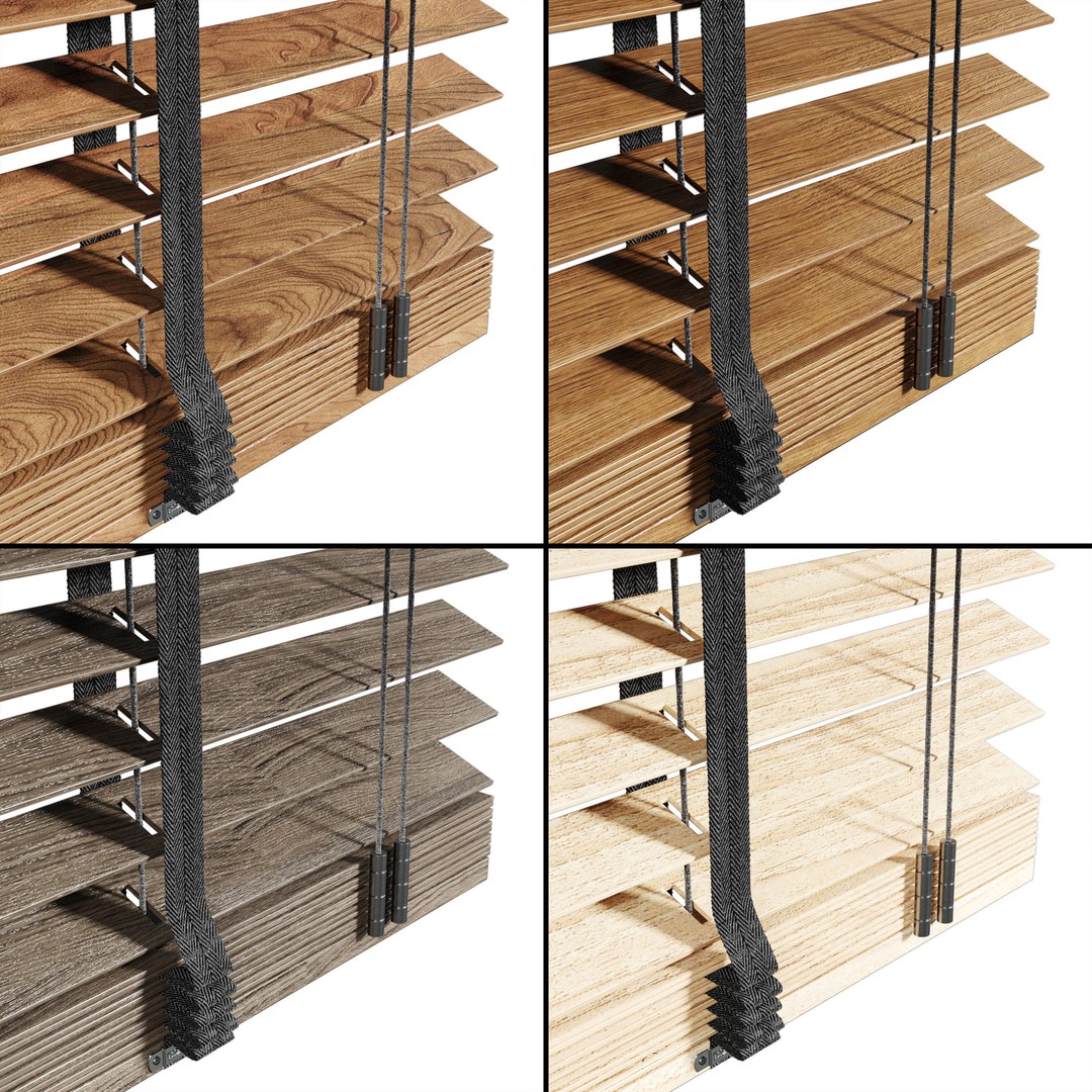 Wooden Blind 3D Model – Architectural Wood Window Covering, OBJ, FBX - View 3