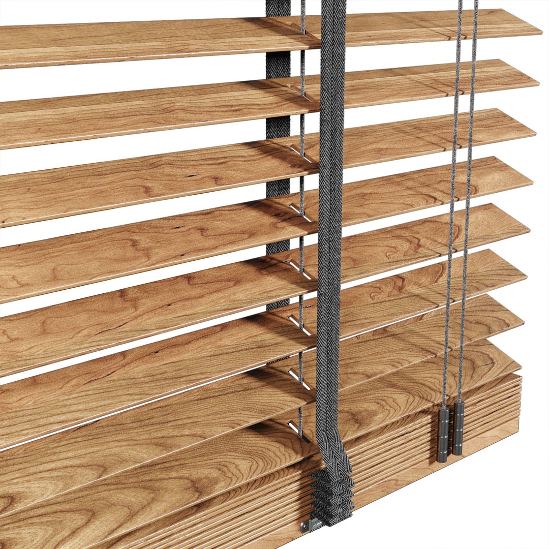 Wooden Blind 3D Model – Architectural Wood Window Covering, OBJ, FBX - View 4