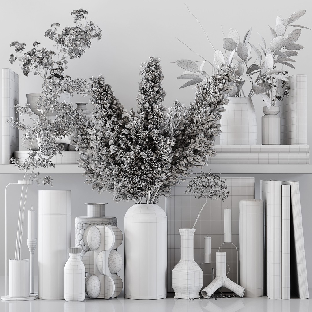 Decorative Set 159 3D Model – Low Poly Indoor Decoration, FBX, OBJ - View 8