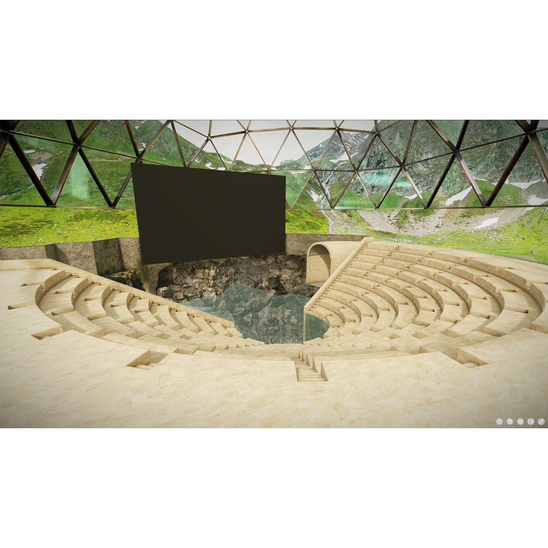 Virtual Reality Theater 3D Model – Low Poly Architectural Asset, Blender - View 3
