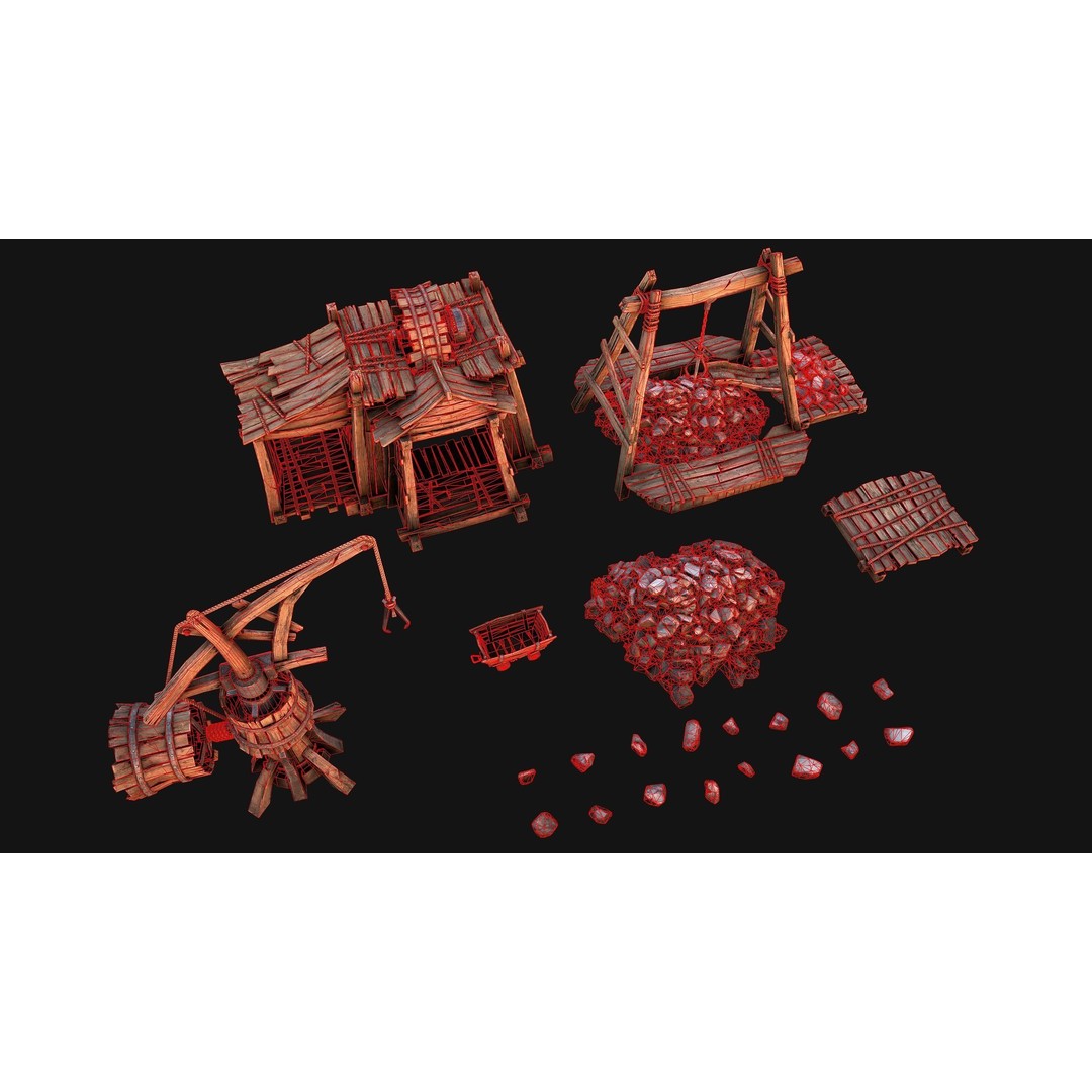 Medieval Mine Quarry Industrial Pack 3D Model – Low Poly Game Asset, FBX - View 14