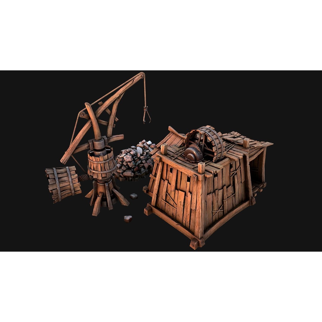 Medieval Mine Quarry Industrial Pack 3D Model – Low Poly Game Asset, FBX - View 18