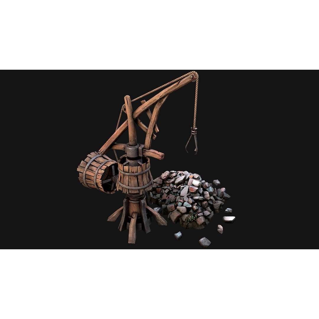 Medieval Mine Quarry Industrial Pack 3D Model – Low Poly Game Asset, FBX - View 35