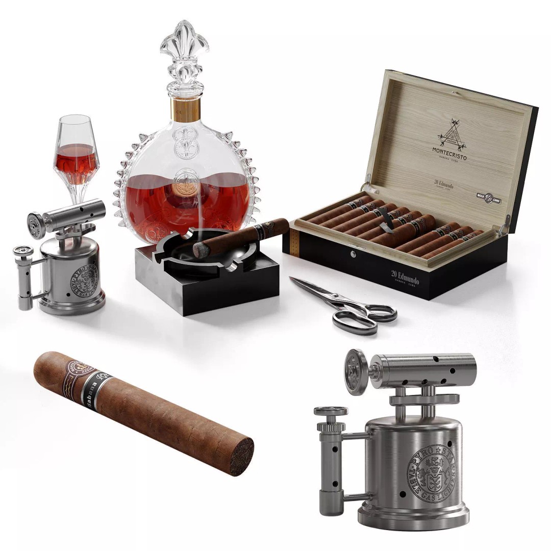 Wine and Cigarettes 3D Model – Luxury Decor Asset, FBX, OBJ Formats - View 2