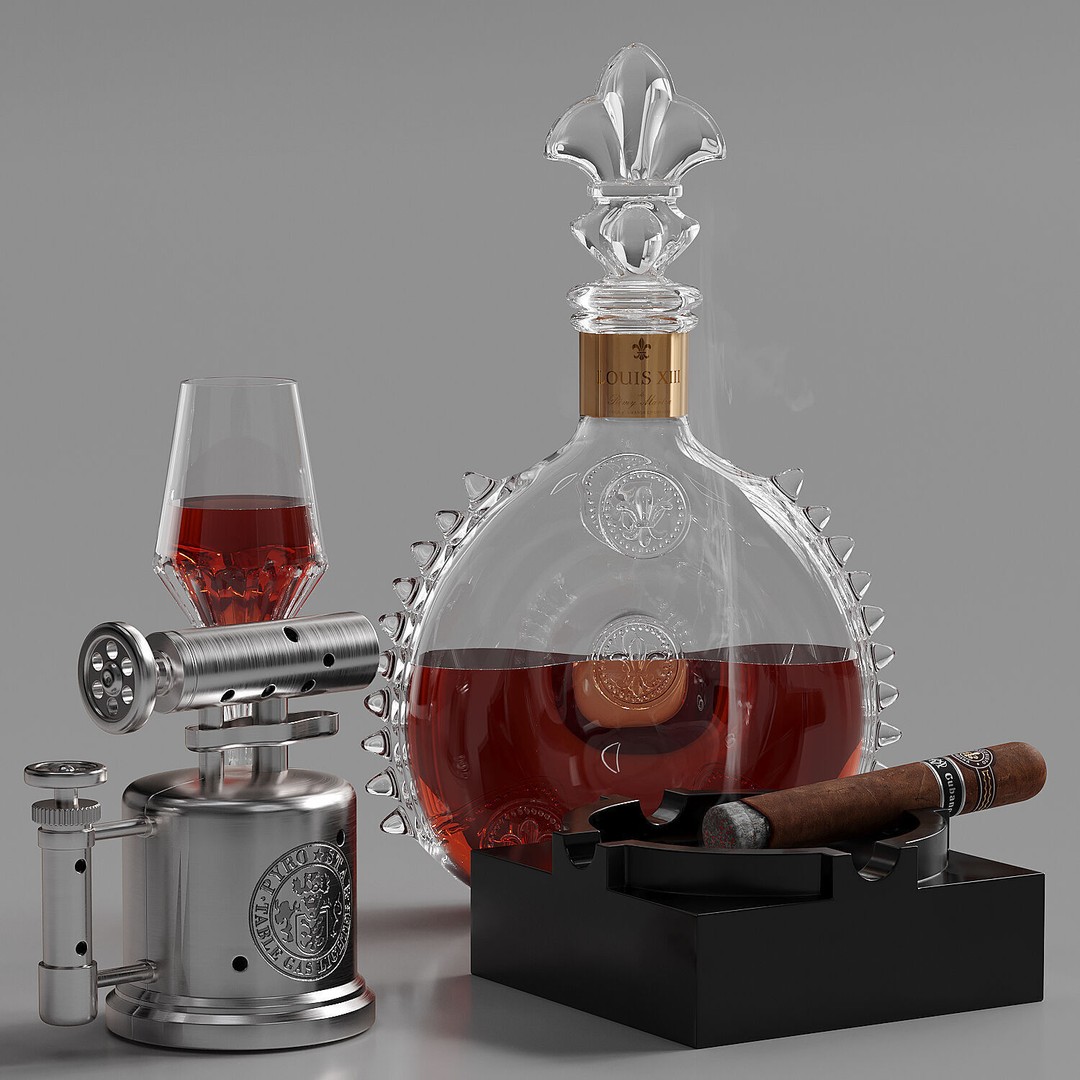 Wine and Cigarettes 3D Model – Luxury Decor Asset, FBX, OBJ Formats - View 4