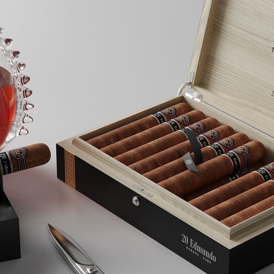 Wine and Cigarettes 3D Model – Luxury Decor Asset, FBX, OBJ Formats - View 6