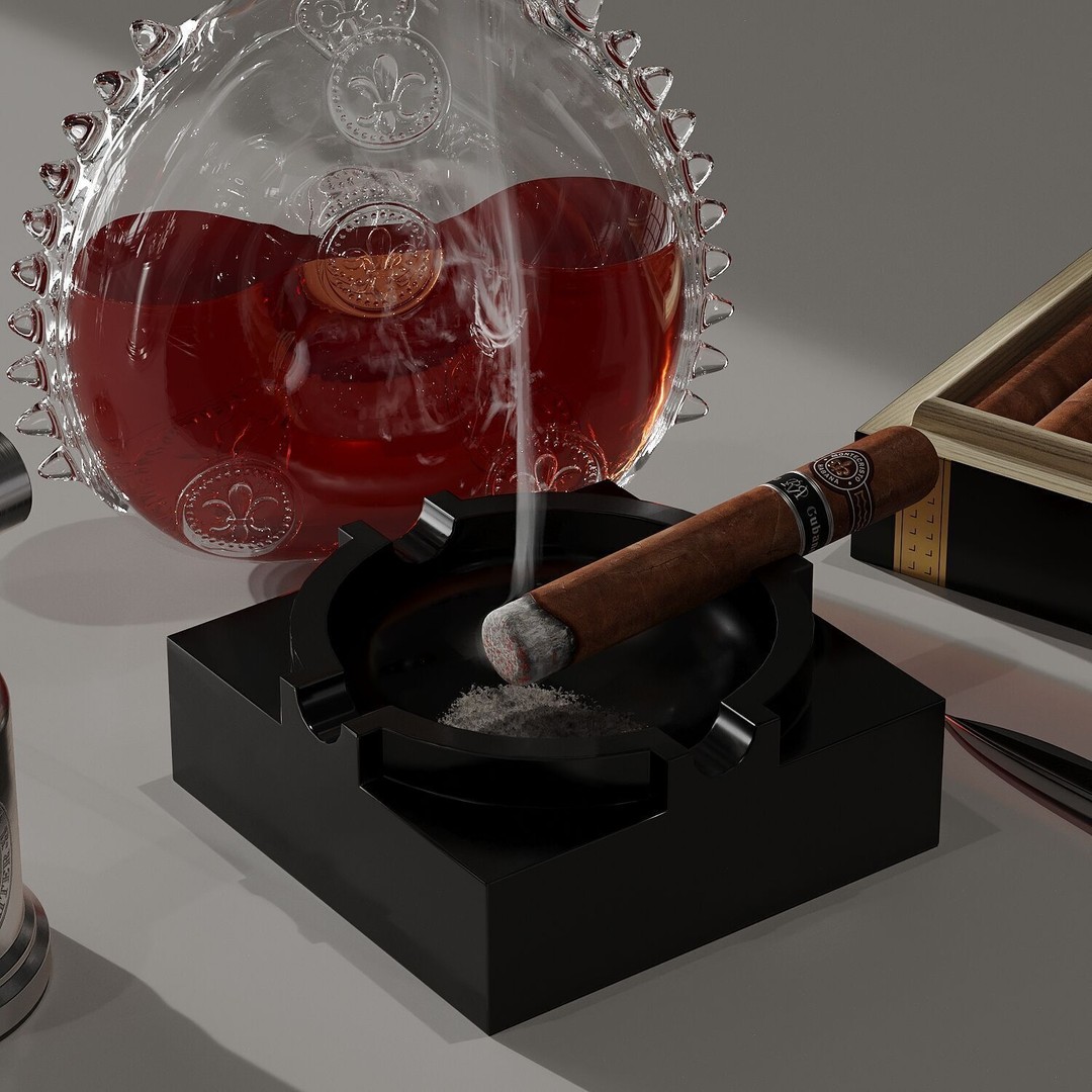 Wine and Cigarettes 3D Model – Luxury Decor Asset, FBX, OBJ Formats - View 7