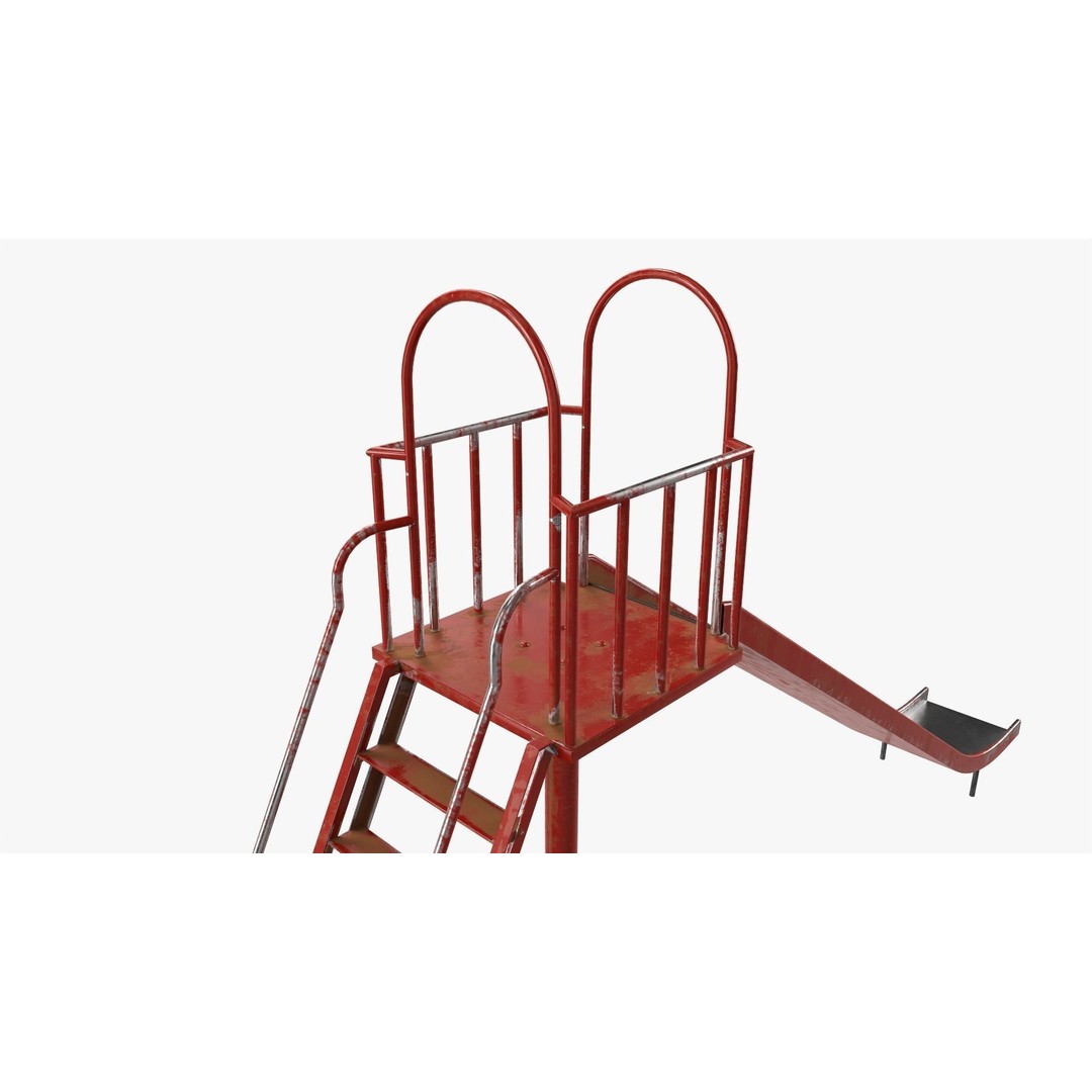 Playground Slide 3D Model – PBR Textured Outdoor Equipment, FBX - View 4