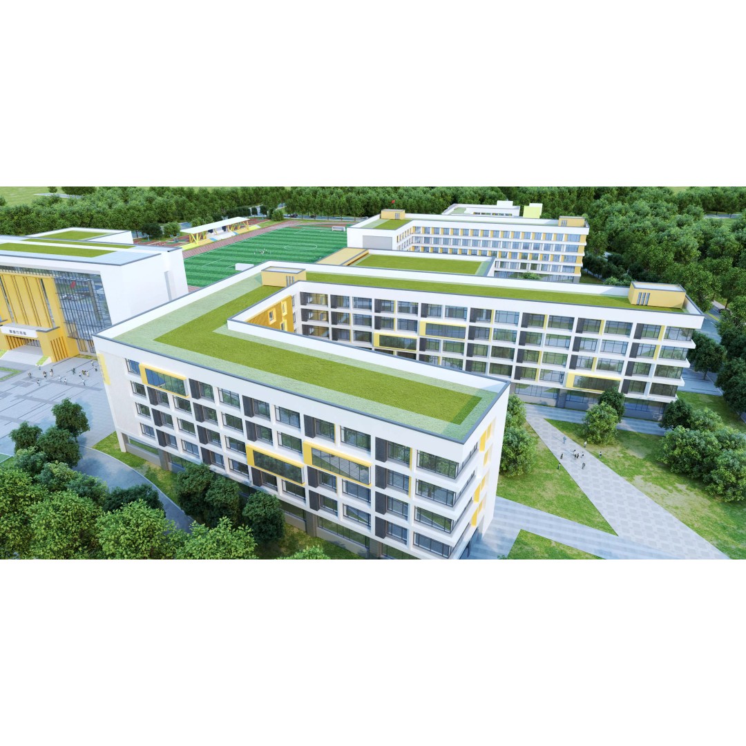Modern School Building 3D Model – Low Poly Architectural Asset, FBX, OBJ - View 10
