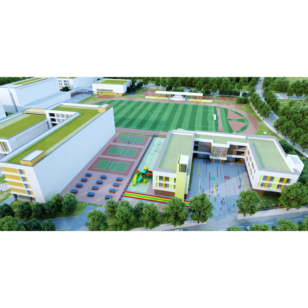 Modern School Building 3D Model – Low Poly Architectural Asset, FBX, OBJ - View 11