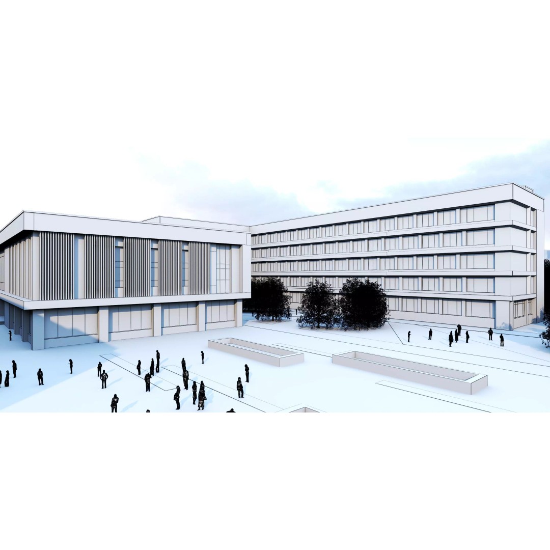Modern School Building 3D Model – Low Poly Architectural Asset, FBX, OBJ - View 14