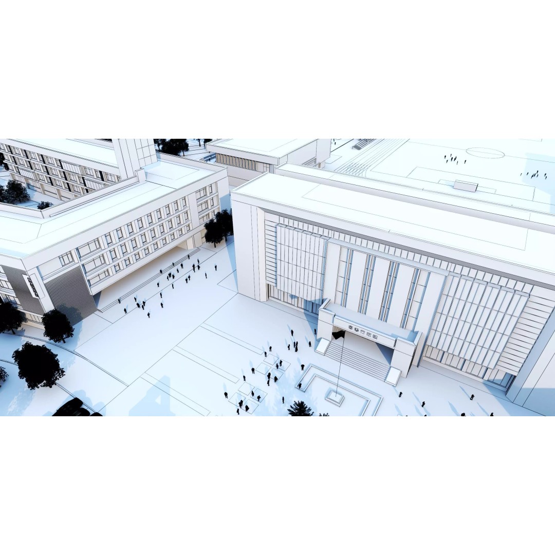 Modern School Building 3D Model – Low Poly Architectural Asset, FBX, OBJ - View 17