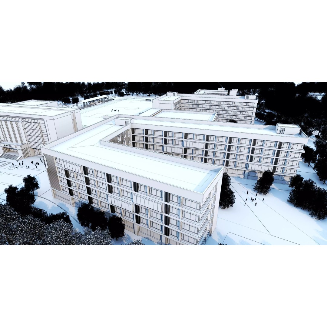 Modern School Building 3D Model – Low Poly Architectural Asset, FBX, OBJ - View 21