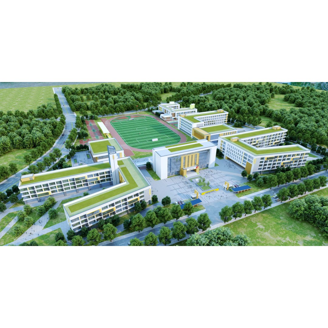 Modern School Building 3D Model – Low Poly Architectural Asset, FBX, OBJ - View 5