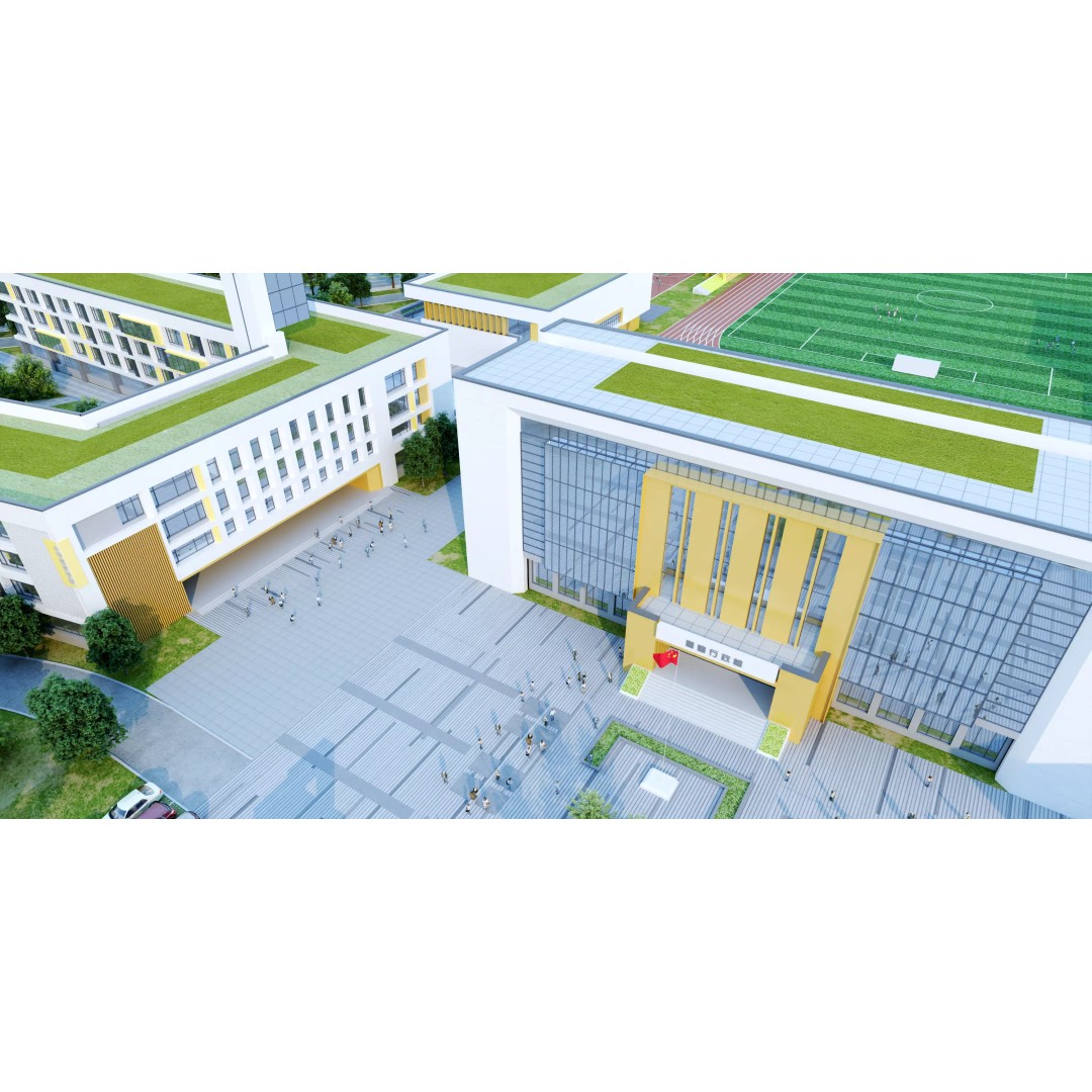 Modern School Building 3D Model – Low Poly Architectural Asset, FBX, OBJ - View 7