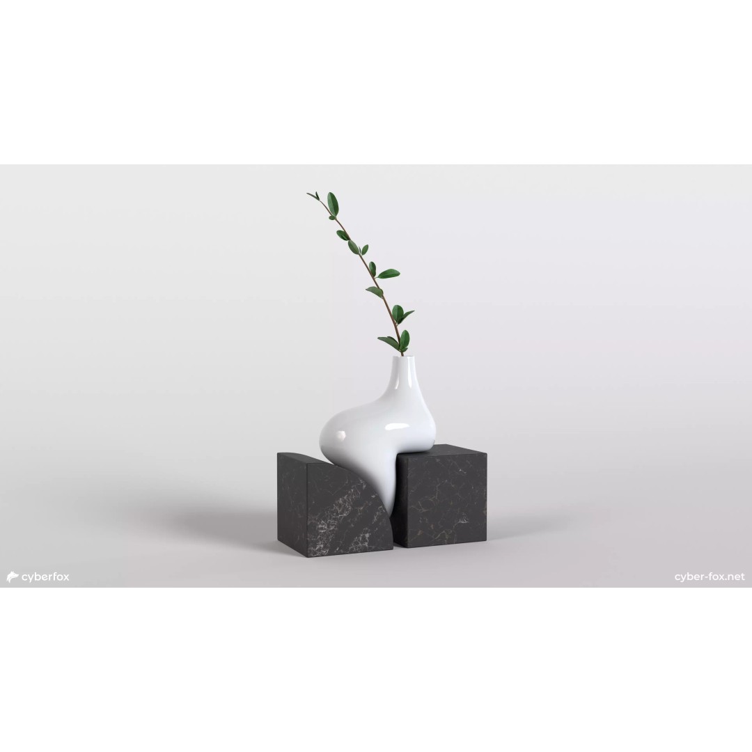 Futuristic Vase 3D Model – Low Poly Ceramic Decor with PBR Textures - View 2