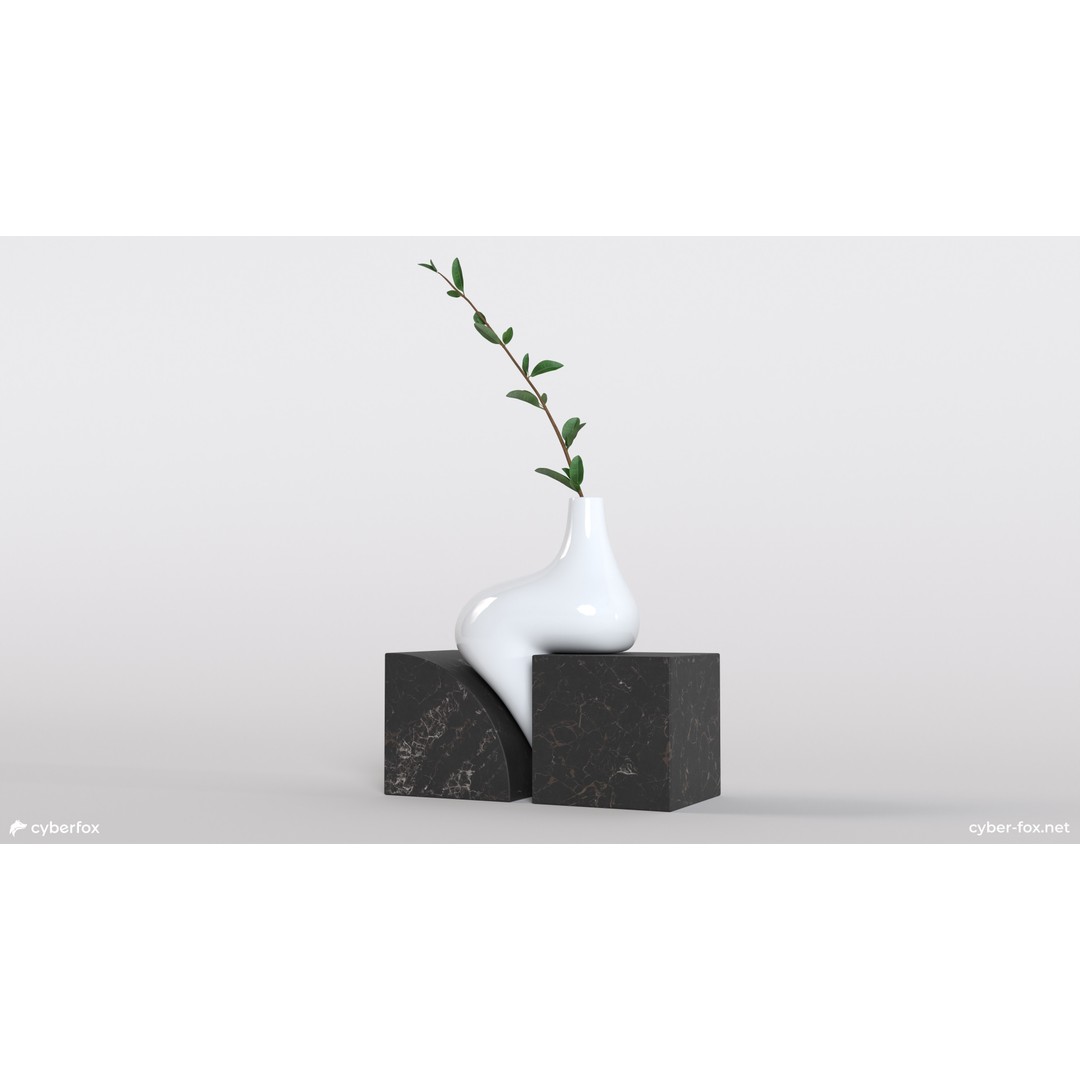 Futuristic Vase 3D Model – Low Poly Ceramic Decor with PBR Textures - View 3