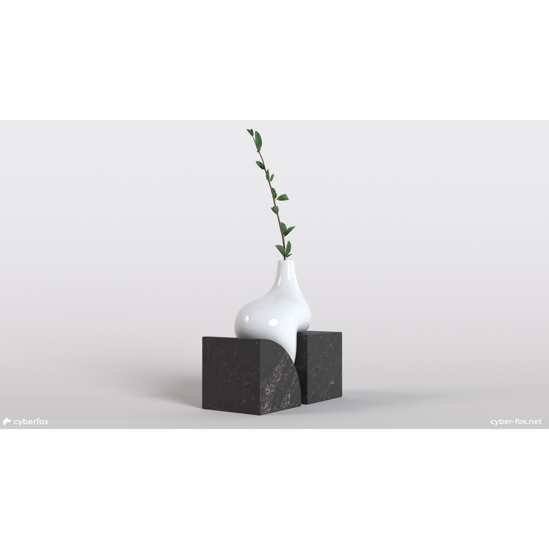 Futuristic Vase 3D Model – Low Poly Ceramic Decor with PBR Textures - View 4