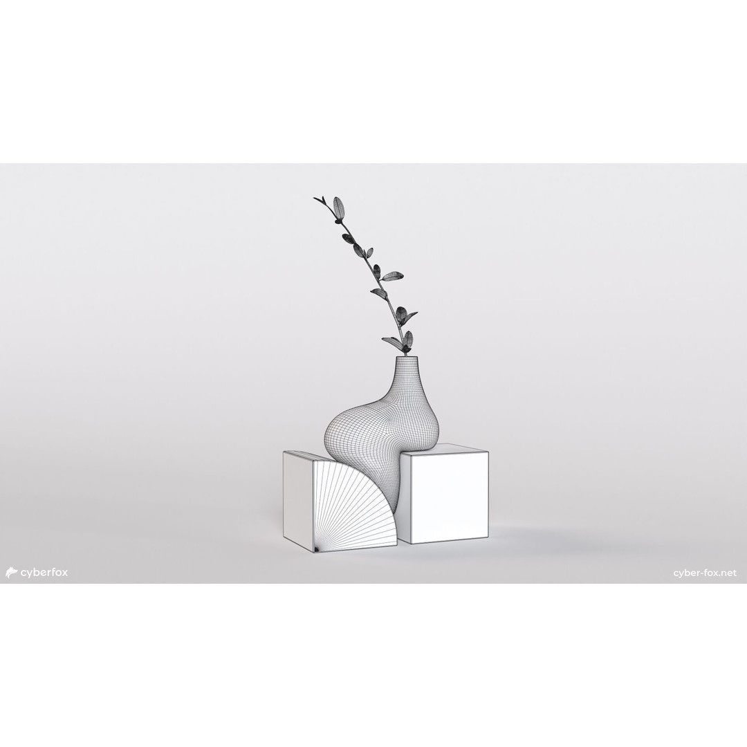 Futuristic Vase 3D Model – Low Poly Ceramic Decor with PBR Textures - View 7