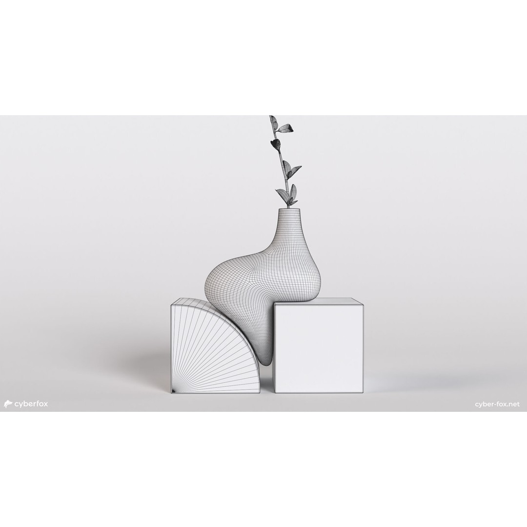 Futuristic Vase 3D Model – Low Poly Ceramic Decor with PBR Textures - View 8