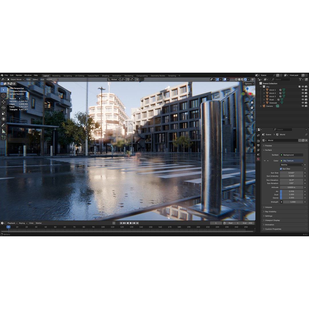 Modern Urban Street Environment 3D Model – Realistic City Scene, Blender - View 11