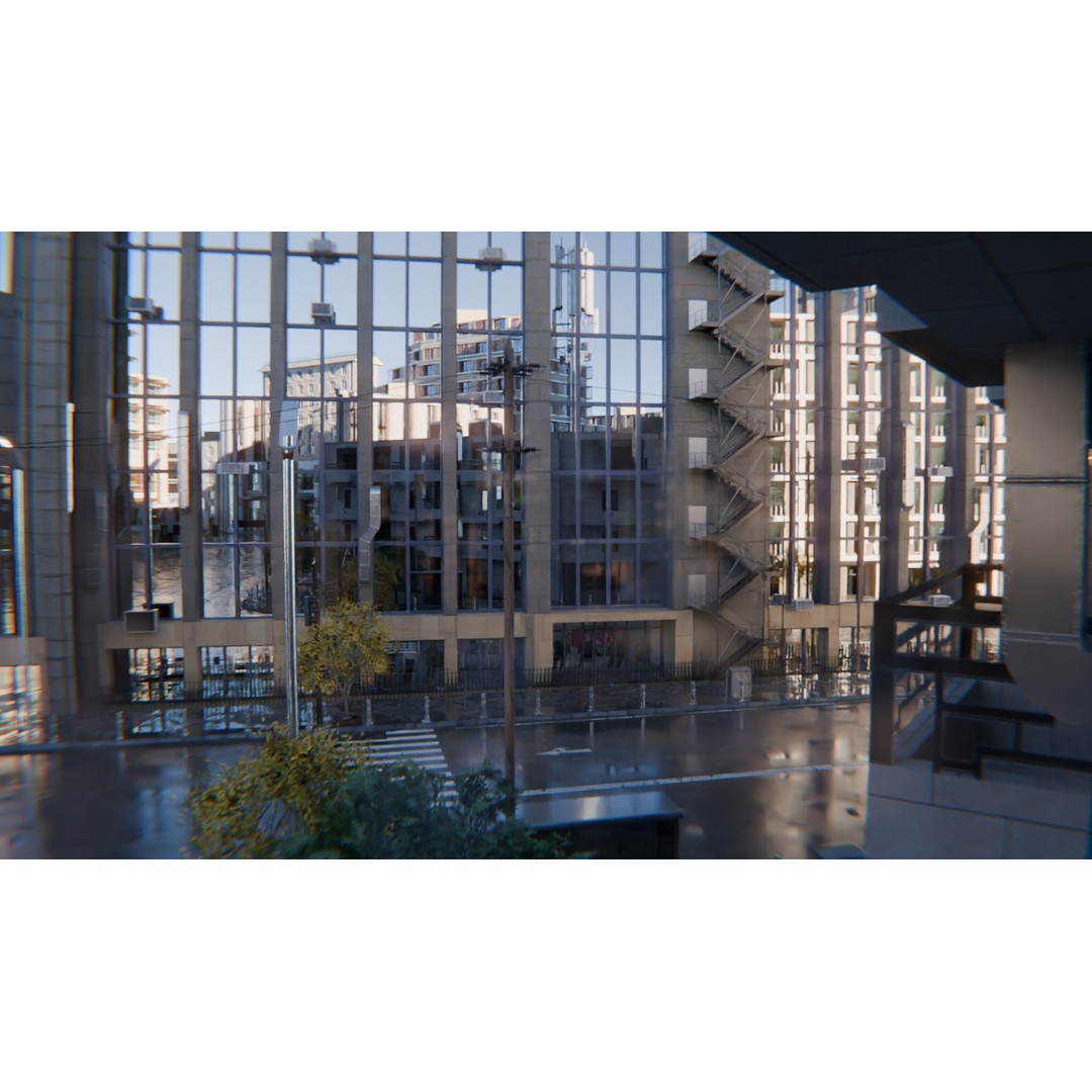 Modern Urban Street Environment 3D Model – Realistic City Scene, Blender - View 13