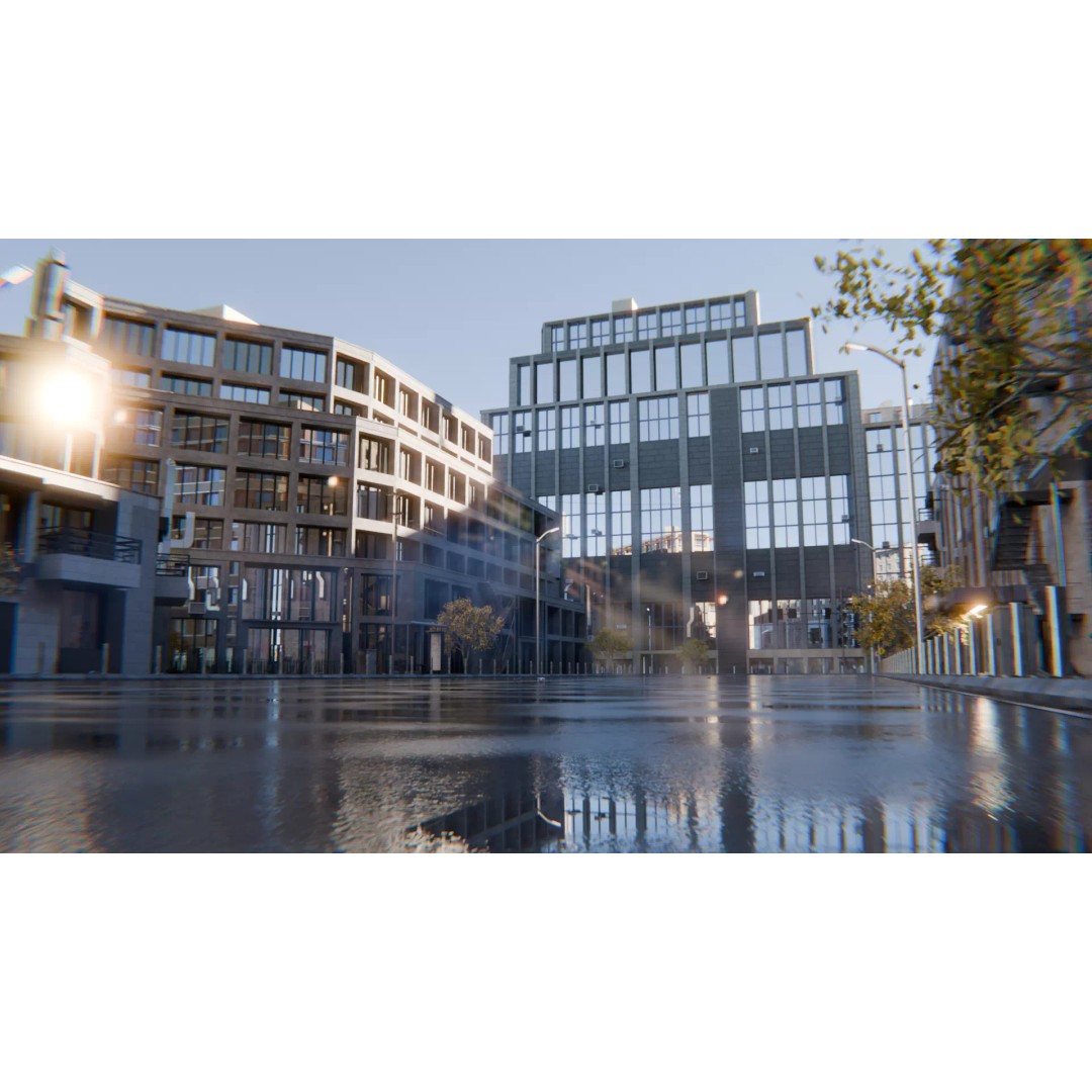 Modern Urban Street Environment 3D Model – Realistic City Scene, Blender - View 2