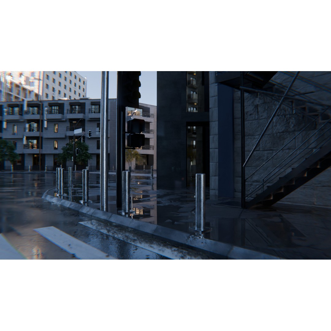Modern Urban Street Environment 3D Model – Realistic City Scene, Blender - View 29