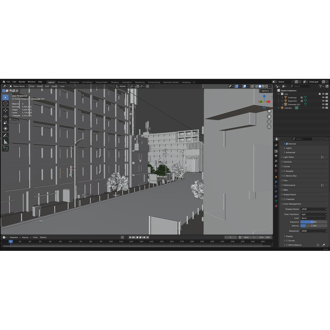 Modern Urban Street Environment 3D Model – Realistic City Scene, Blender - View 3
