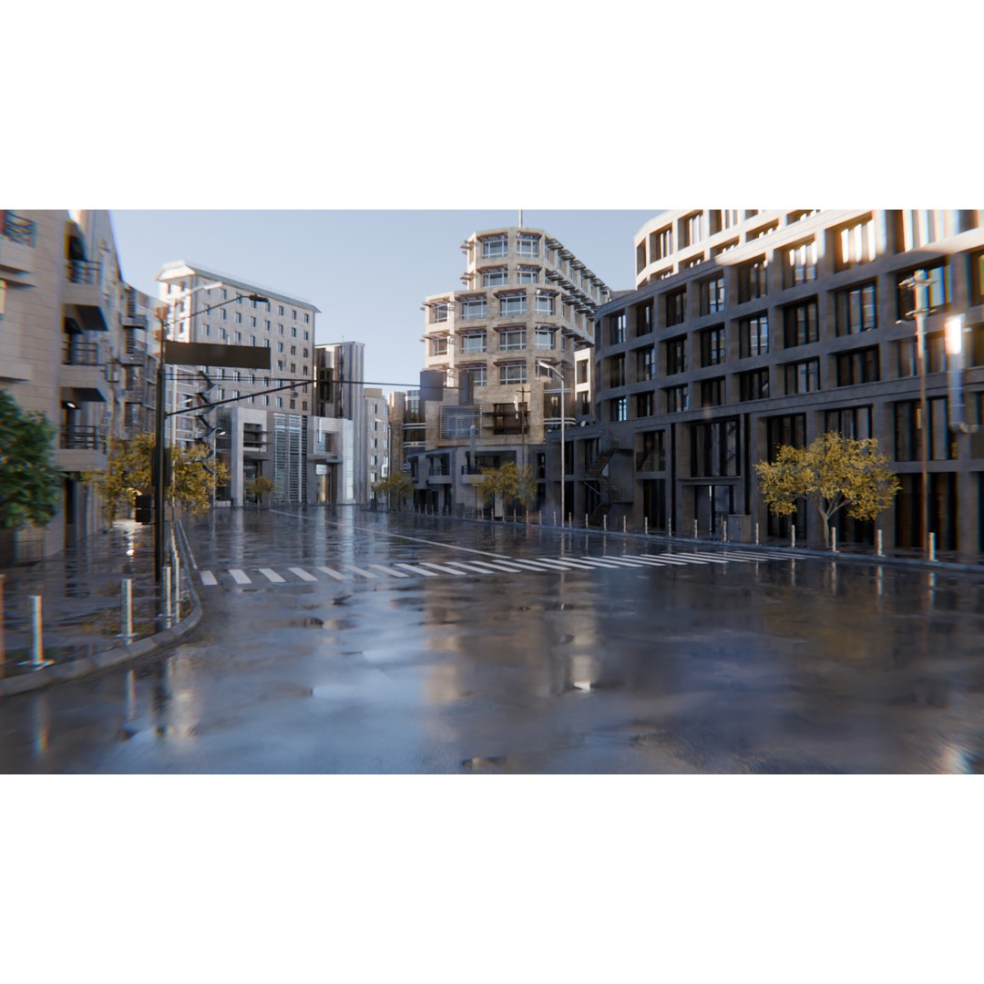 Modern Urban Street Environment 3D Model – Realistic City Scene, Blender - View 30
