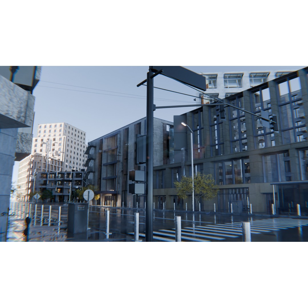 Modern Urban Street Environment 3D Model – Realistic City Scene, Blender - View 31